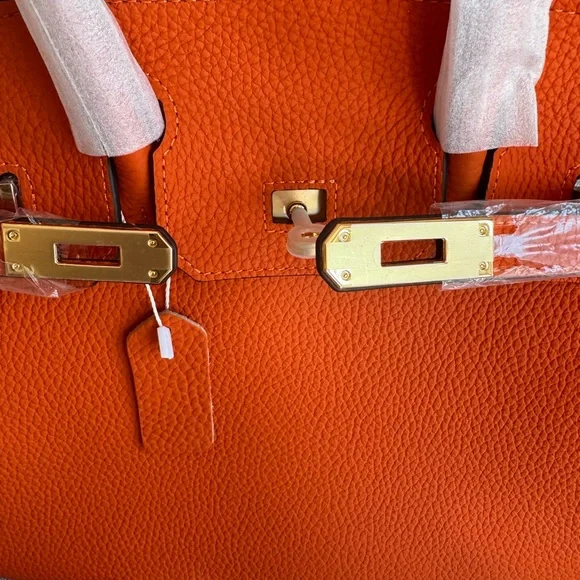 NEW Kamugo Genuine Leather Bag 25 Orange - Picture 3 of 8